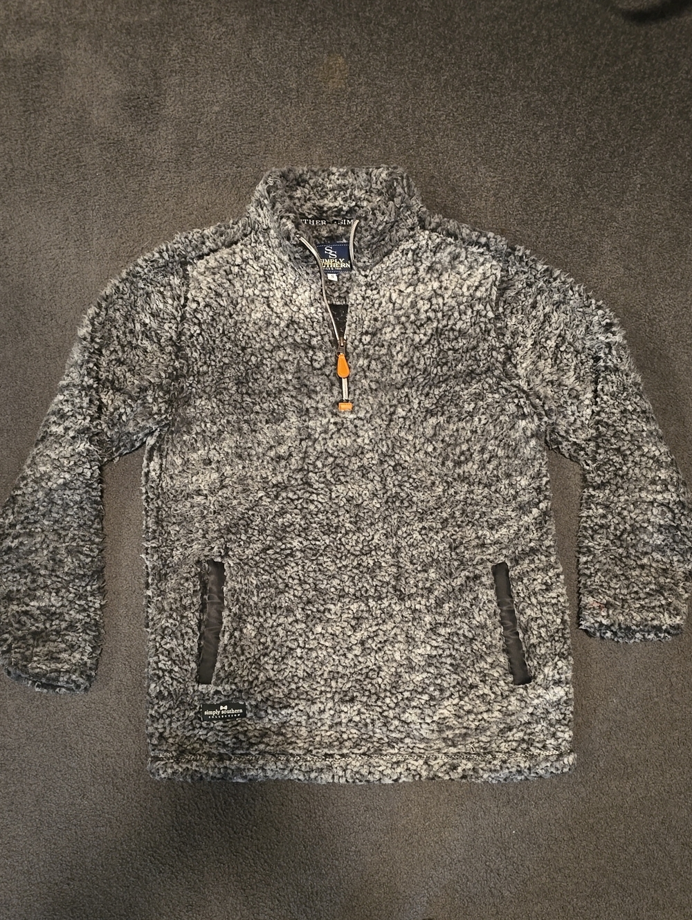 Simply Southern Women's Gray Sherpa Zip-Up Pullover